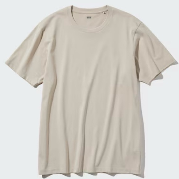 Uniqlo Beige Supima Cotton Crew Neck Short Sleeve T-Shirt - Picture 1 of 8